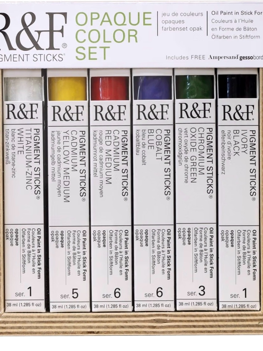 R&F Handmade Paints Professional Oil Opaque Color Set Pigment Sticks - Set of 6